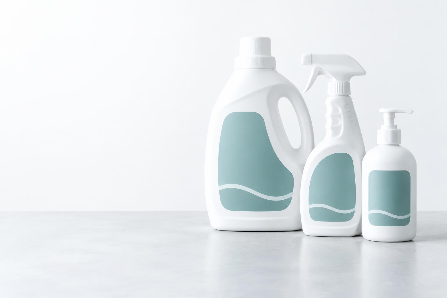 Veterinary cleaning supply bottles
